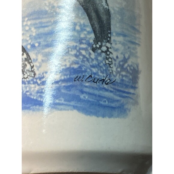 Vintage DOLPHINS W. Cude Ocean Beach Tall Large Coffee Mug MINTY - Picture 6 of 9